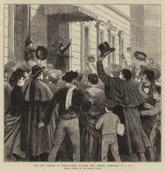 Il nuovo regime in Spagna, scena fuori dalle Cortes, 10 febbraio, 16:00